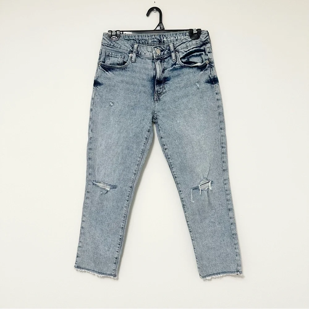 GAP Kids Light Blue Distressed Cropped Mid Rise Girlfriend Jeans Girls size 14